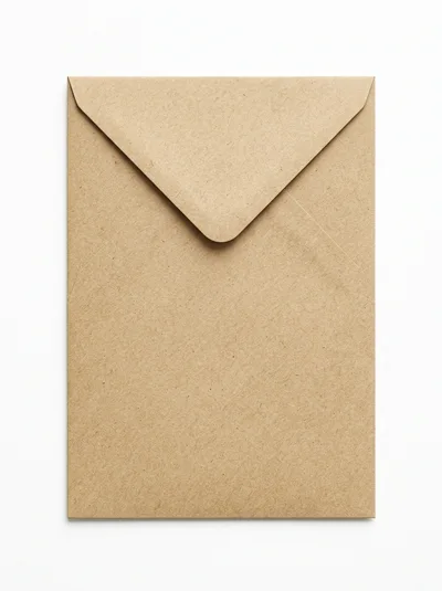 Brown Kraft Paper Envelope On White Background