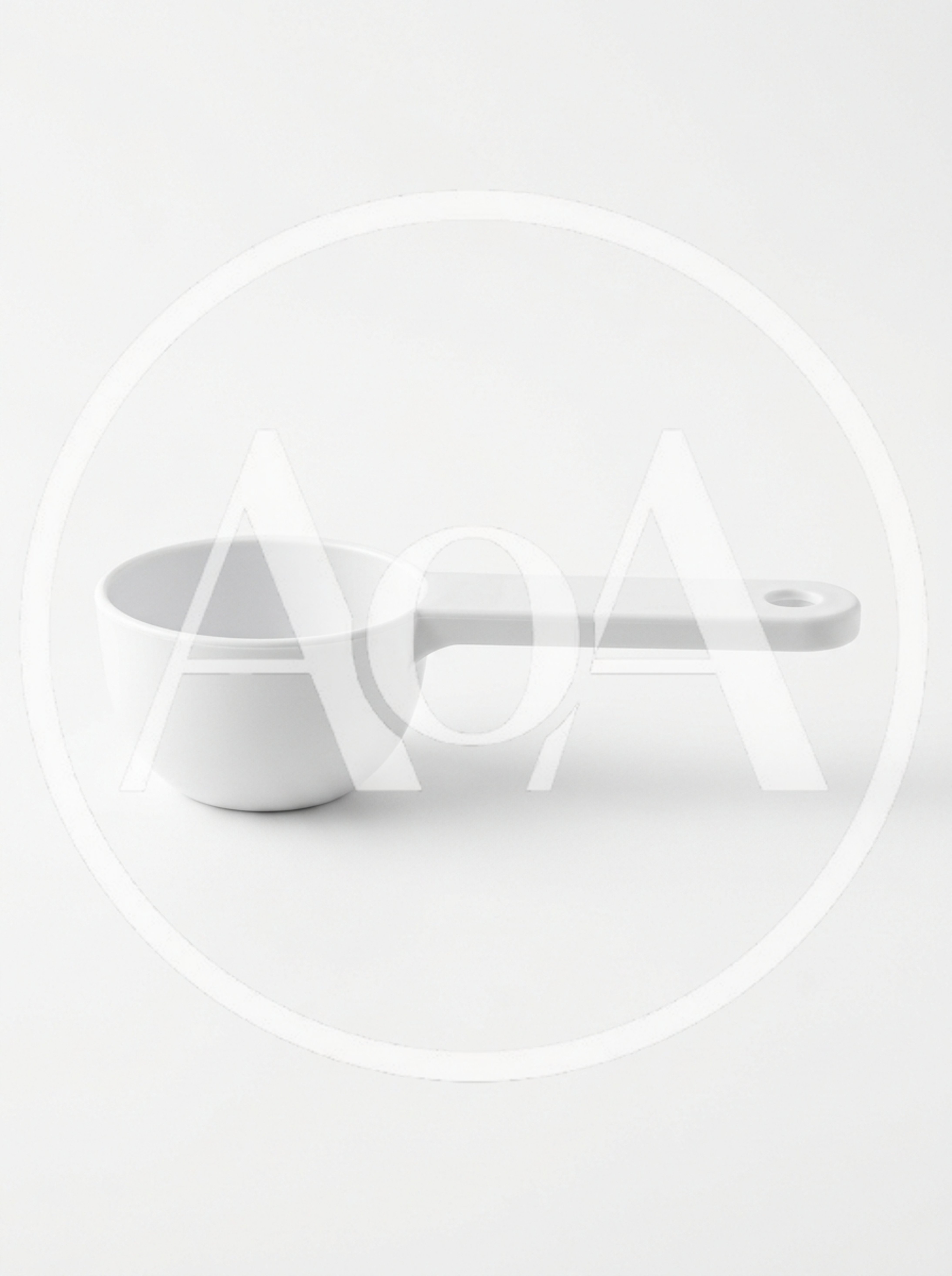 White Plastic Measuring Scoop On White Background