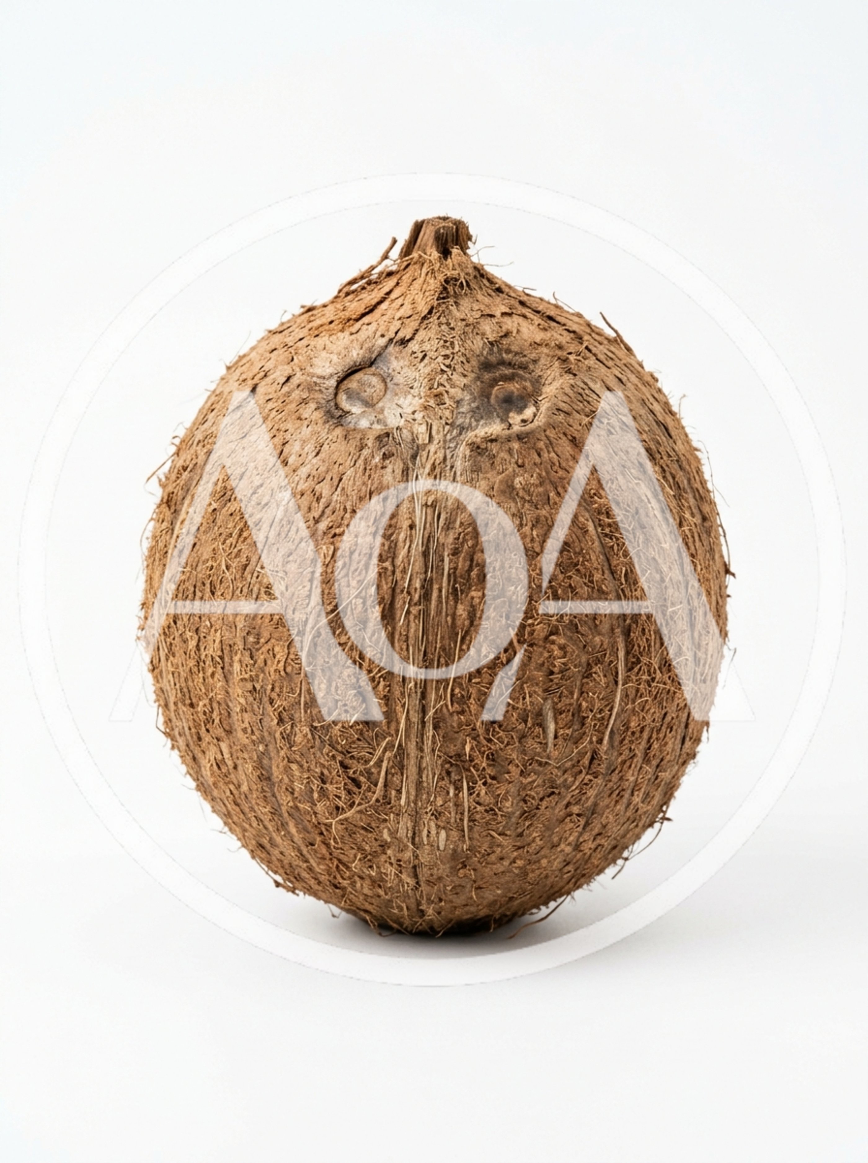 Single Whole Brown Coconut Isolated On White Background