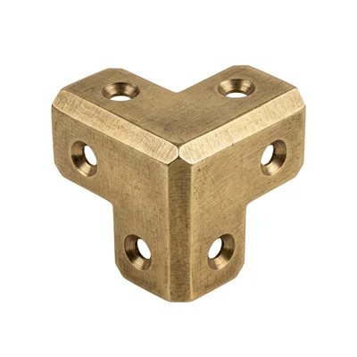 Brass Three Way Corner Bracket Connector