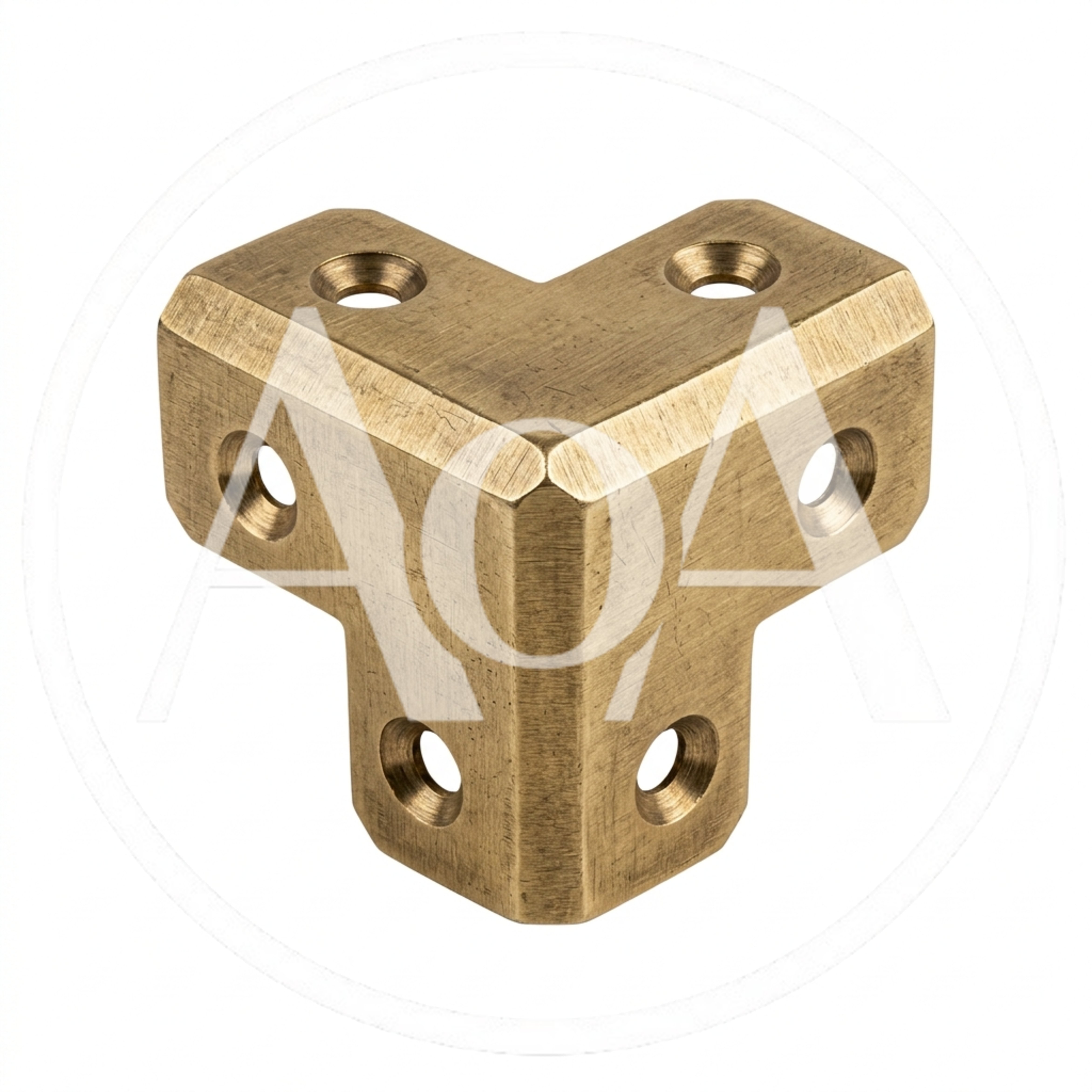 Brass Three Way Corner Bracket Connector