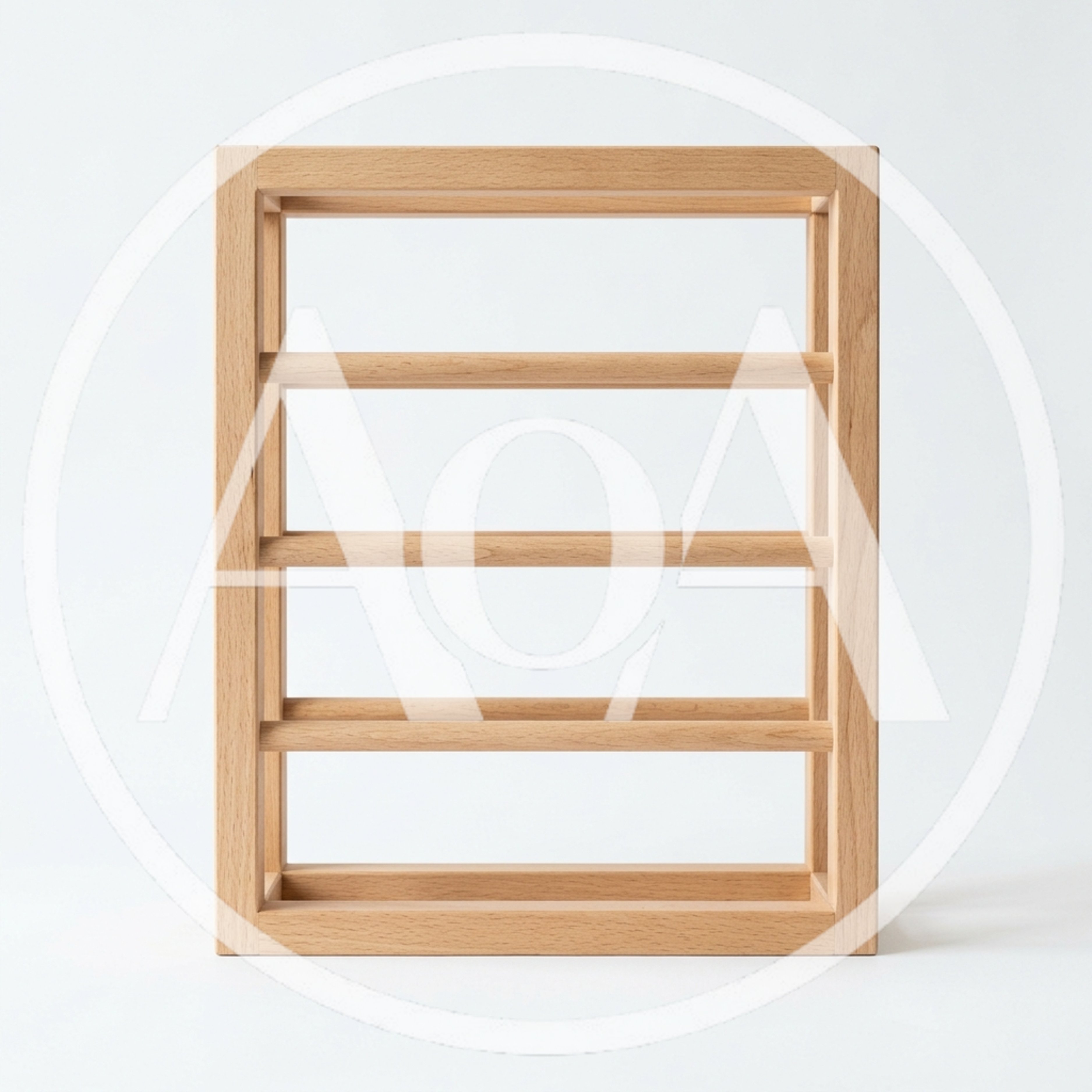 Minimalist Wooden Display Rack On White Background