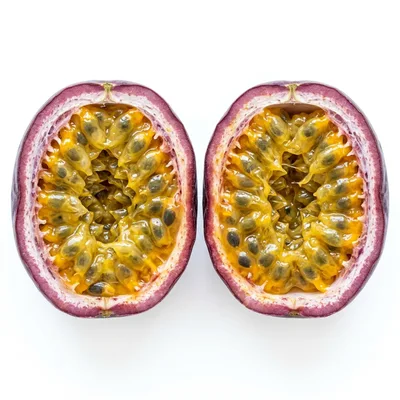 Two Halves Of A Fresh Passion Fruit