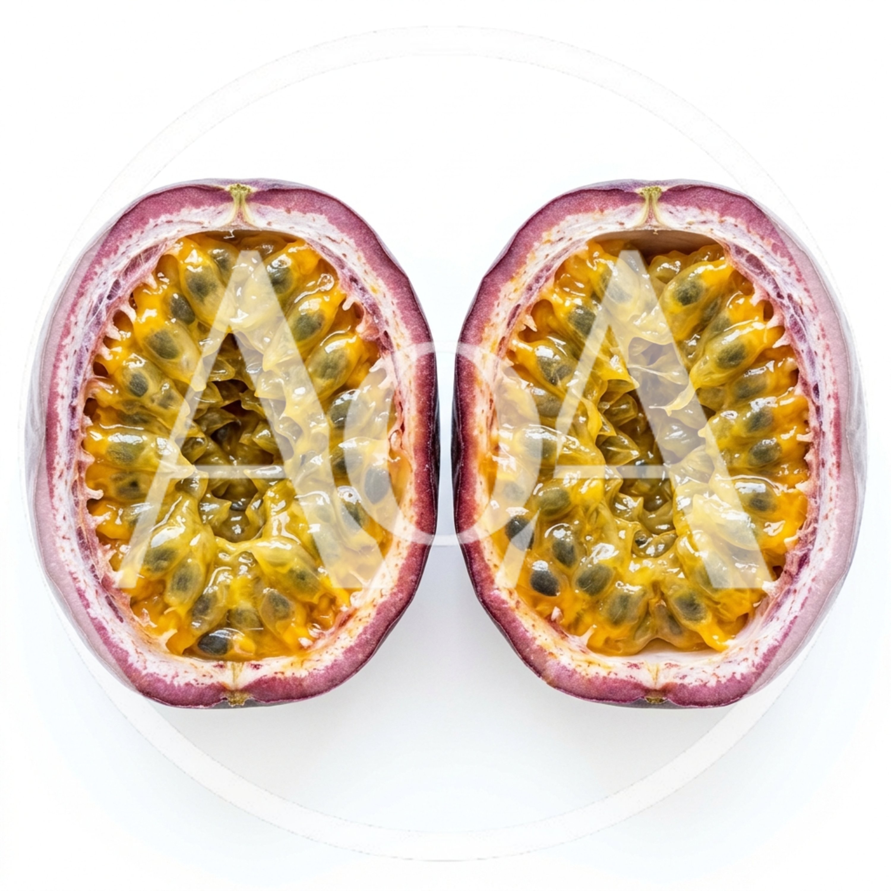 Two Halves Of A Fresh Passion Fruit