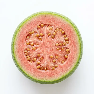 Cross Section Of A Fresh Pink Guava Fruit