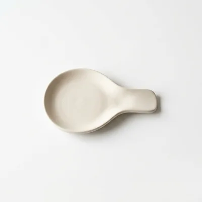 Minimalist Ceramic Spoon Rest on White Background