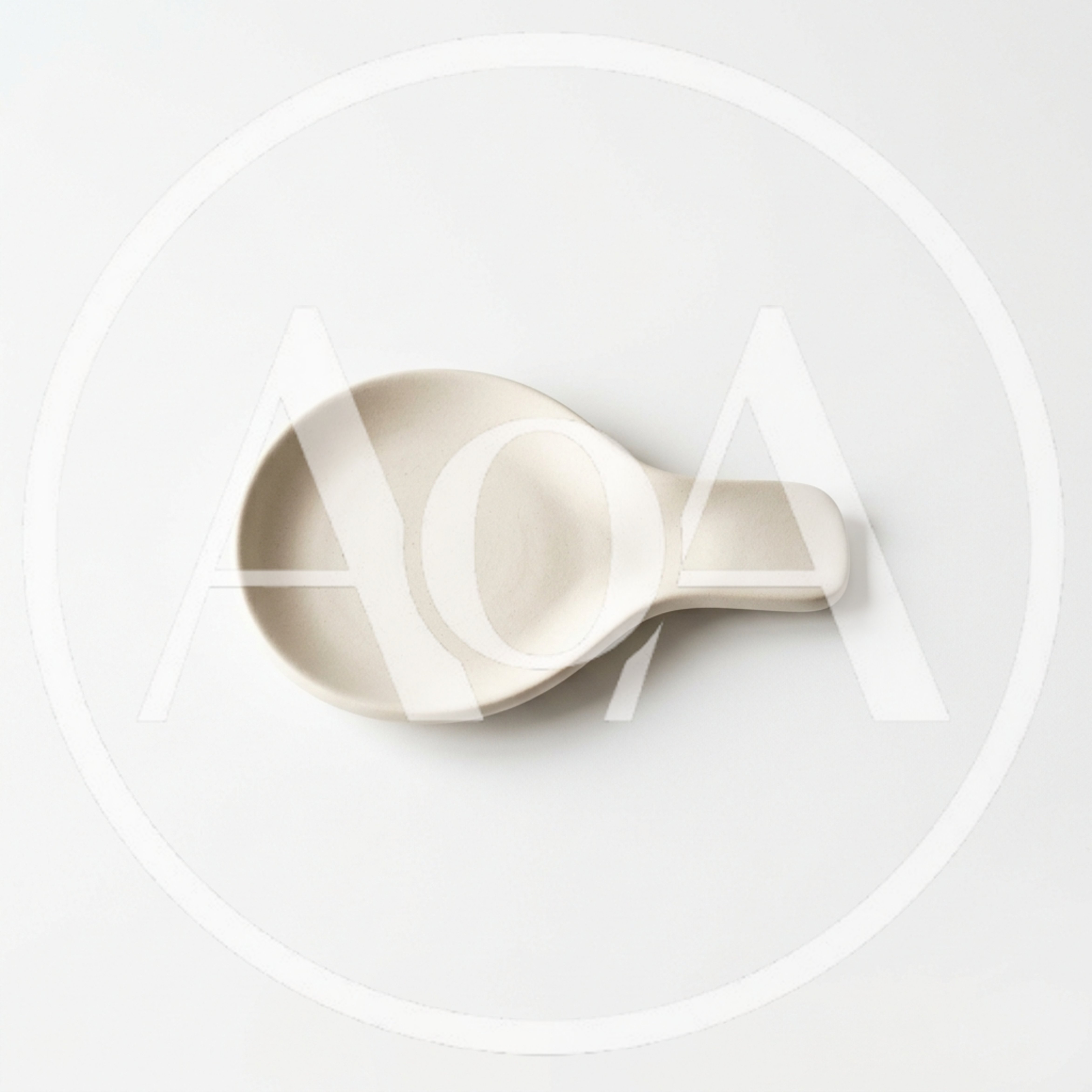 Minimalist Ceramic Spoon Rest on White Background