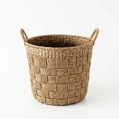 Woven Seagrass Storage Basket With Handles