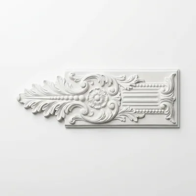 Ornate White Plaster Architectural Molding Detail