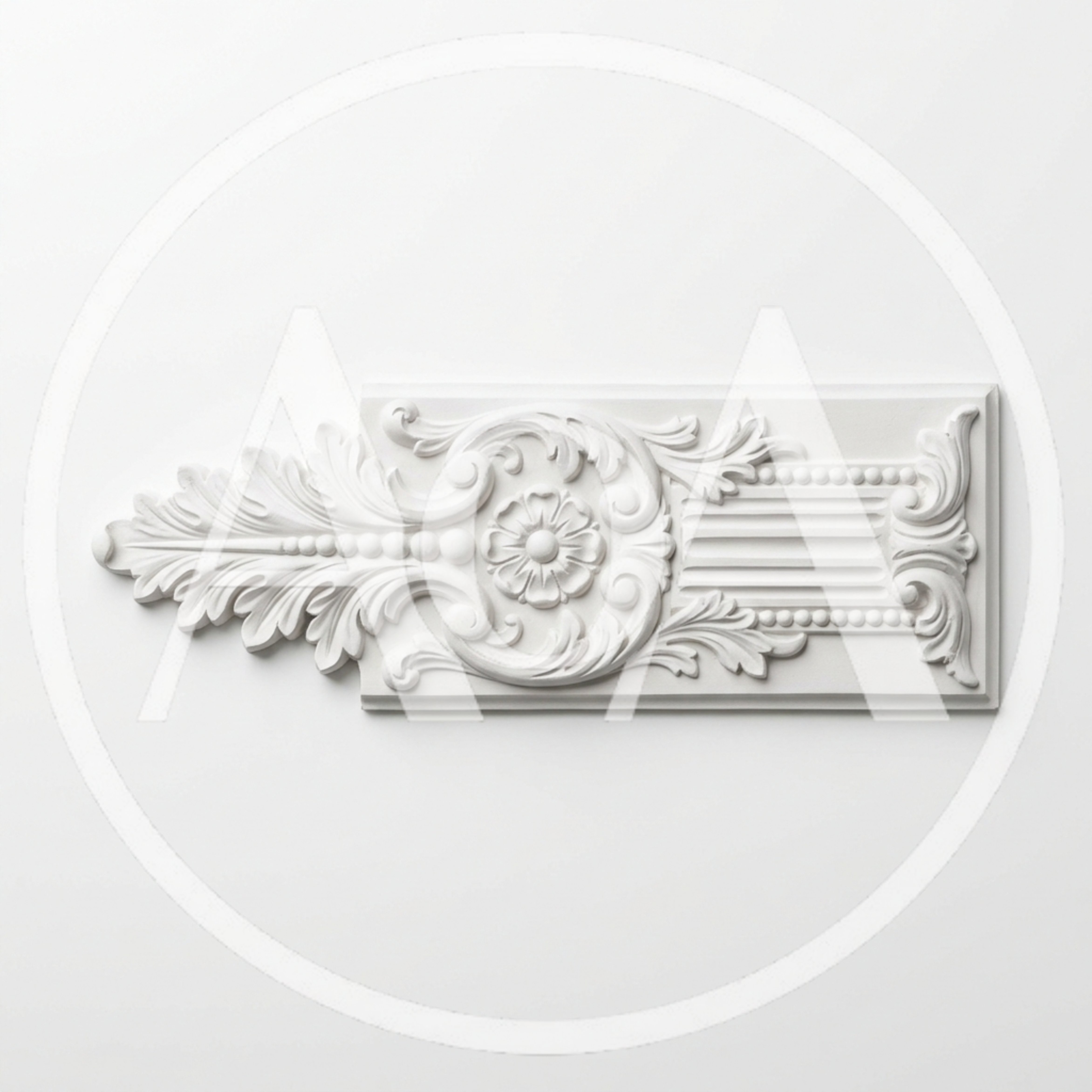 Ornate White Plaster Architectural Molding Detail