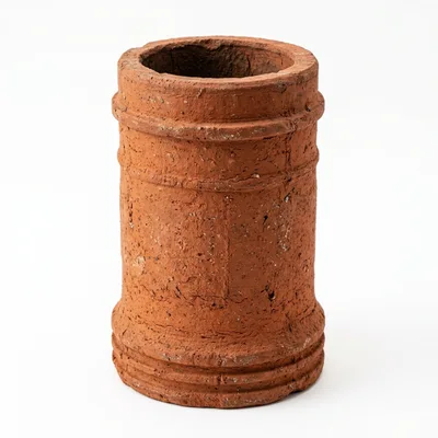 Rustic Terracotta Chimney Pot On White Background
