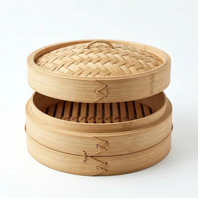 Stacked Bamboo Steamer Basket For Asian Cooking
