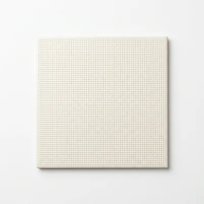 Square Off White Ceramic Tile With Grid Texture
