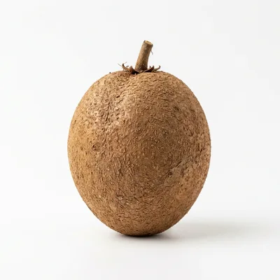 Single Whole Sapodilla Fruit Isolated On White Background