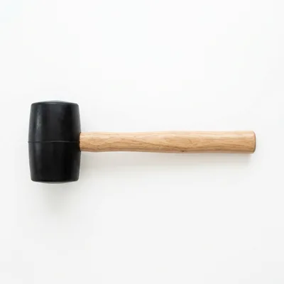 Rubber Mallet With Wooden Handle On White Background