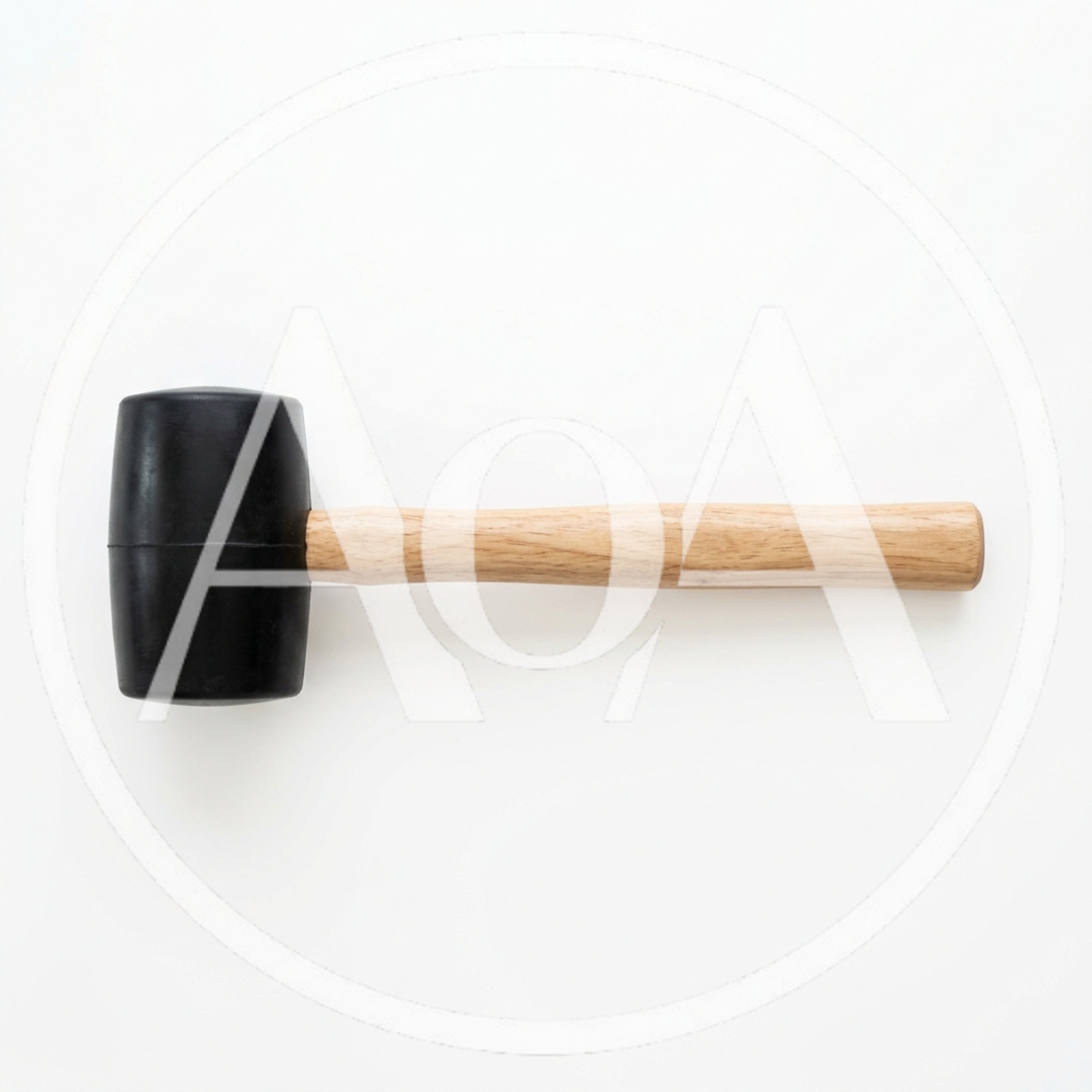 Rubber Mallet With Wooden Handle On White Background