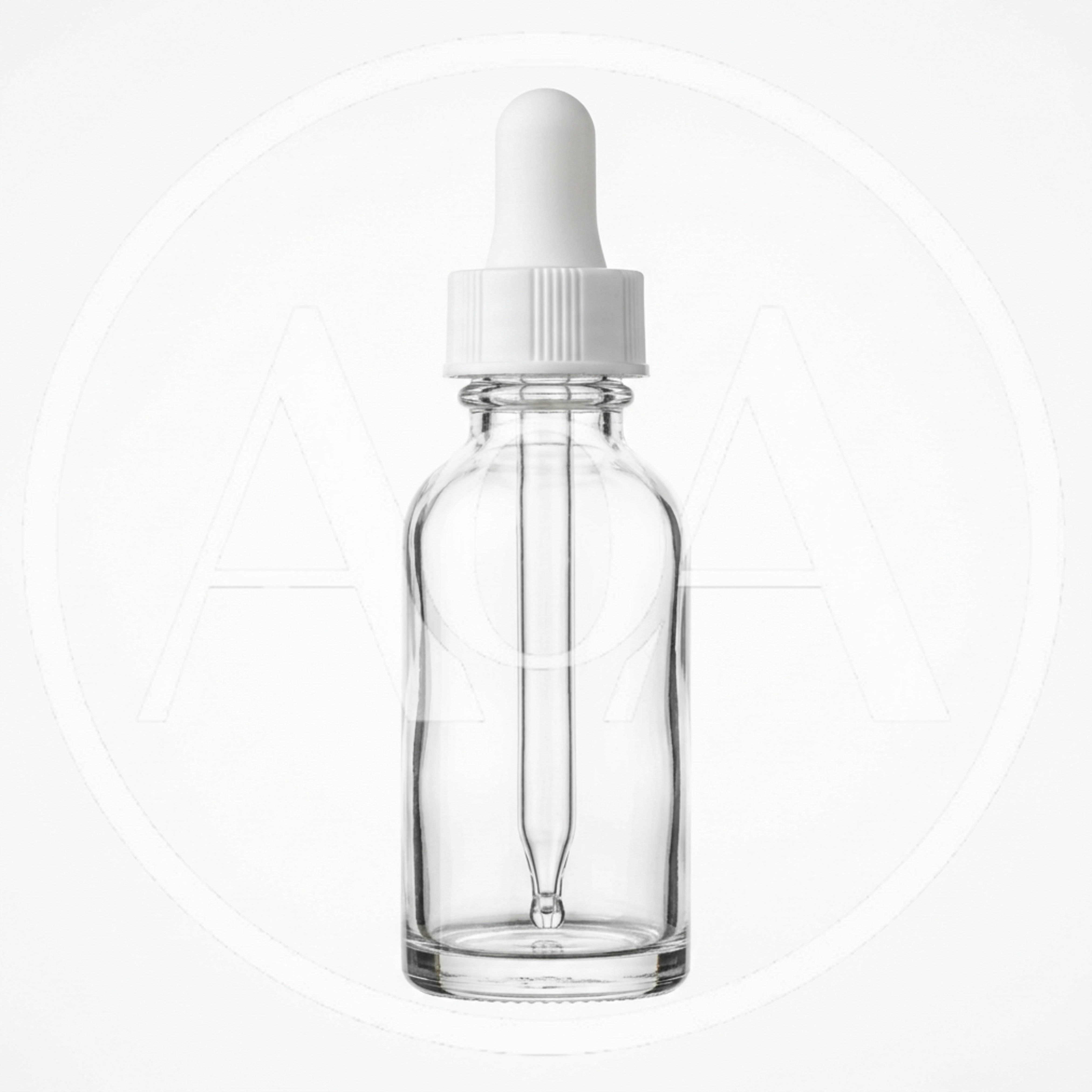 Empty Glass Dropper Bottle On White Background