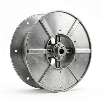 Industrial Metal Wire Spool On White Background