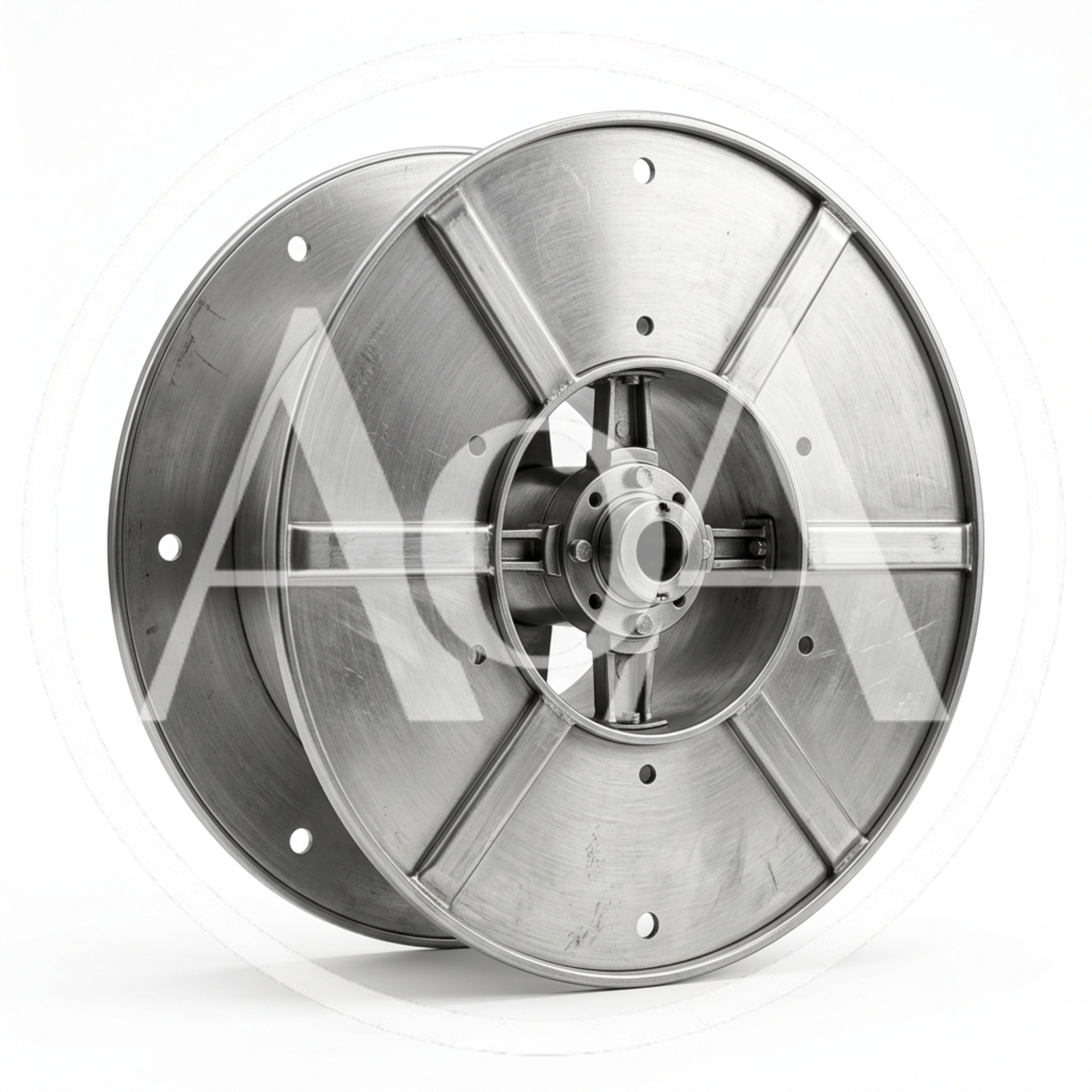 Industrial Metal Wire Spool On White Background