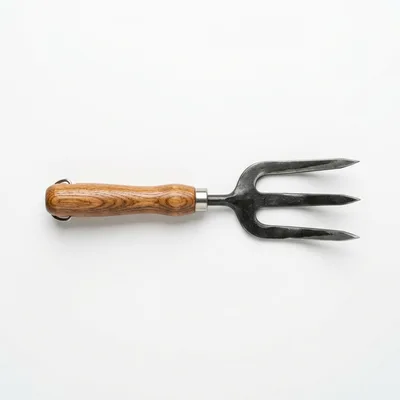 Handheld Garden Fork With Wooden Handle