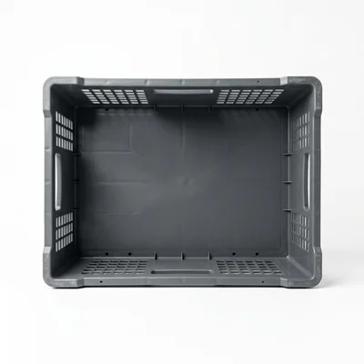 Empty Grey Plastic Storage Crate