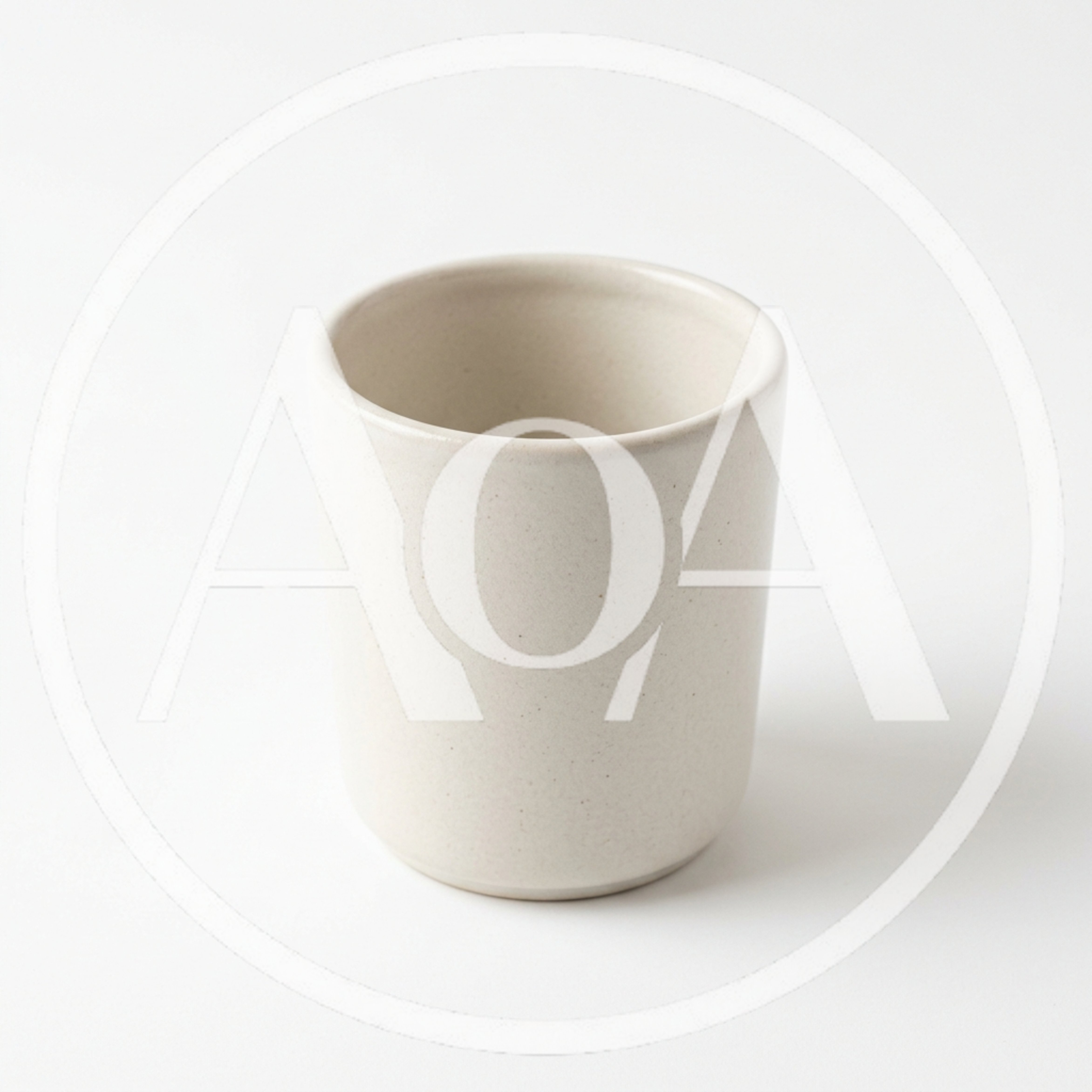 Minimalist Ceramic Cup On White Background