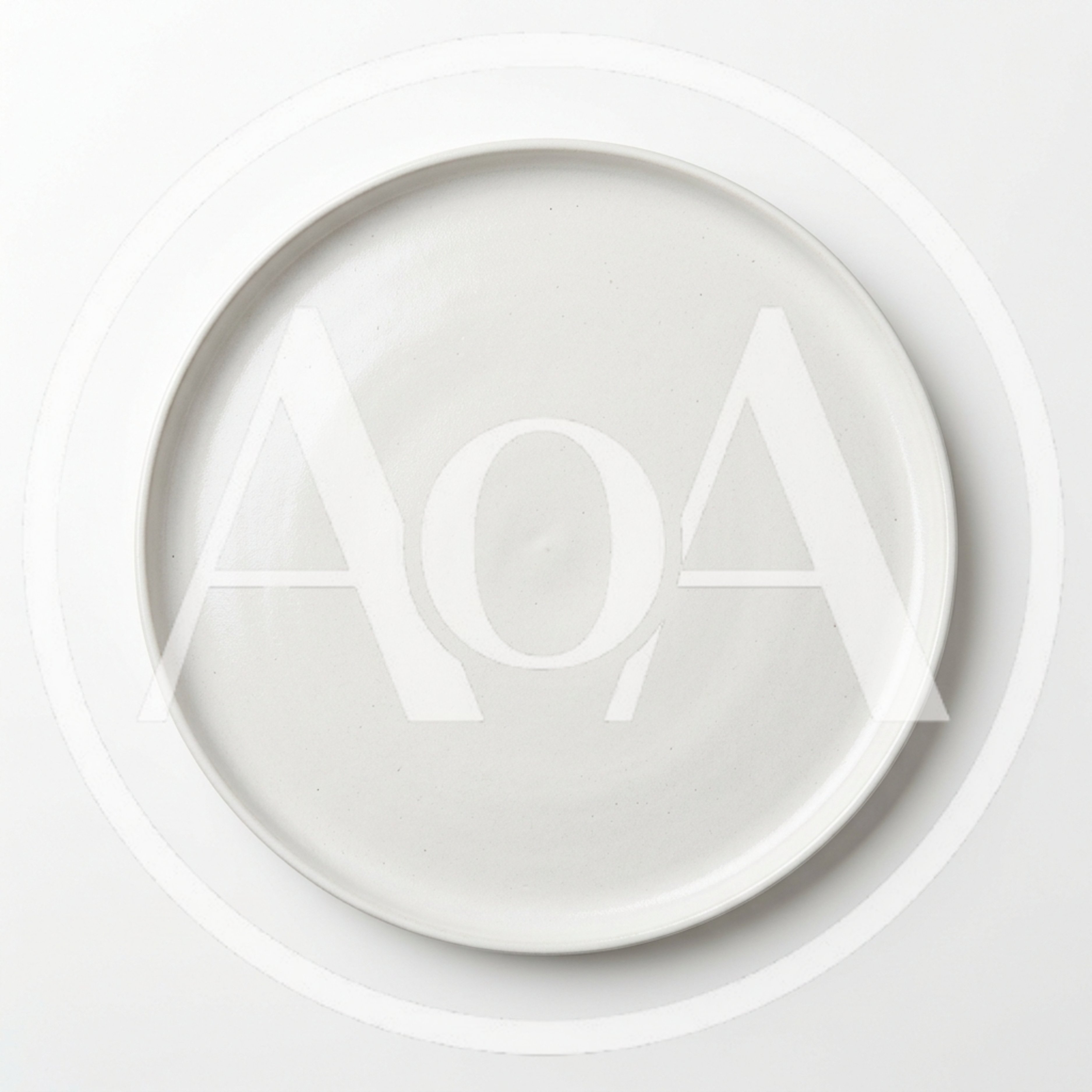 Minimalist White Ceramic Dinner Plate On White Background