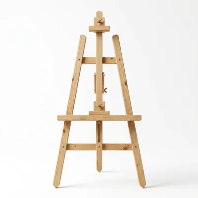 Wooden Artist Easel Standing On White Background