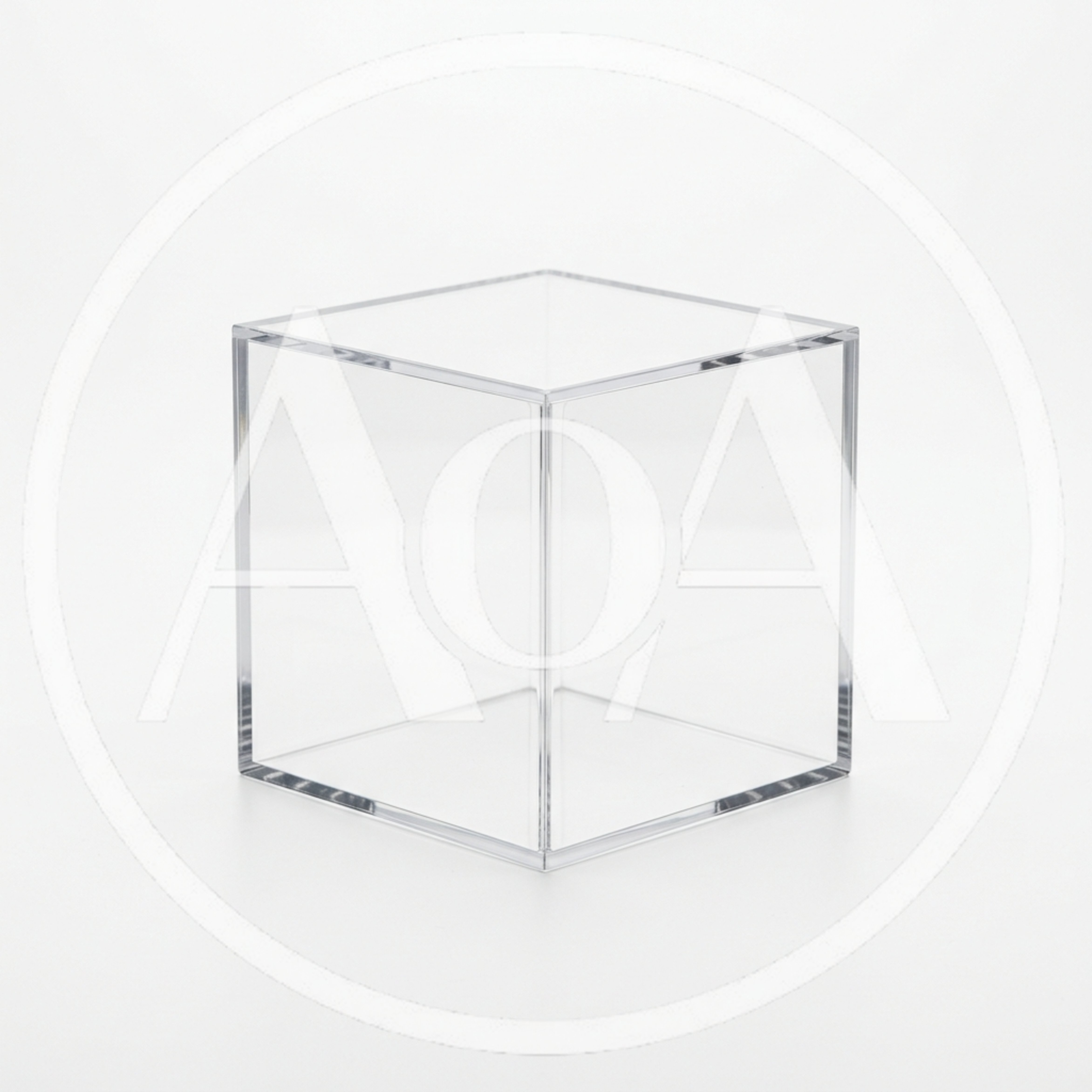 Clear Acrylic Display Cube On White Background