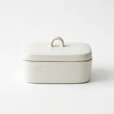 Minimalist Ceramic Butter Dish On White Background