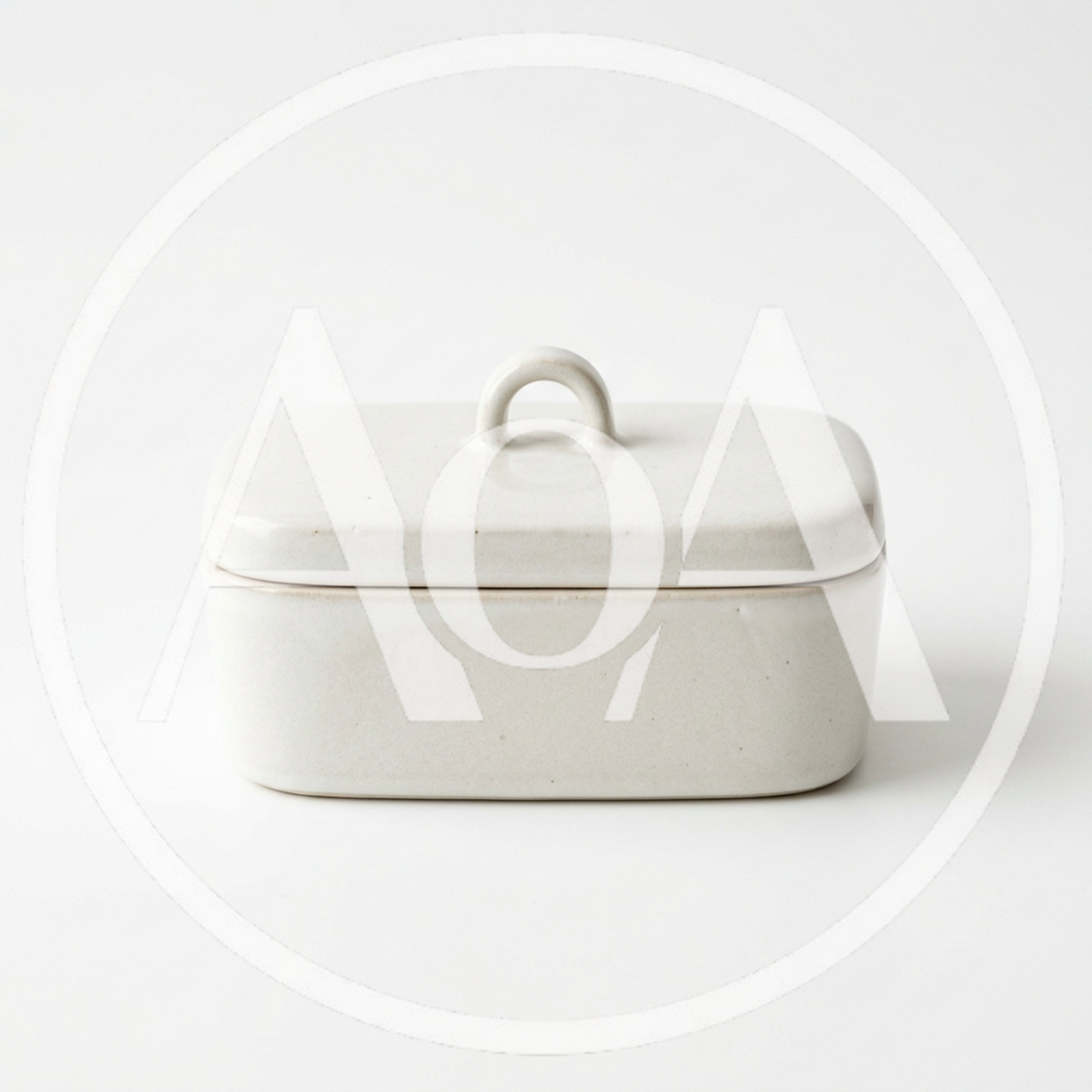 Minimalist Ceramic Butter Dish On White Background