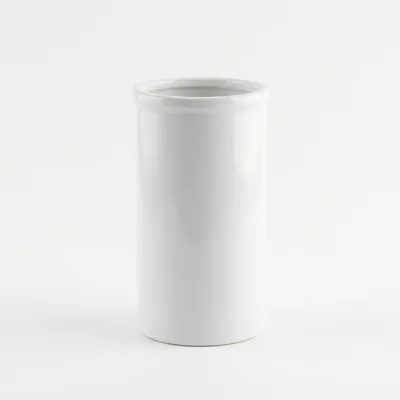 Minimalist White Ceramic Cylinder Vase