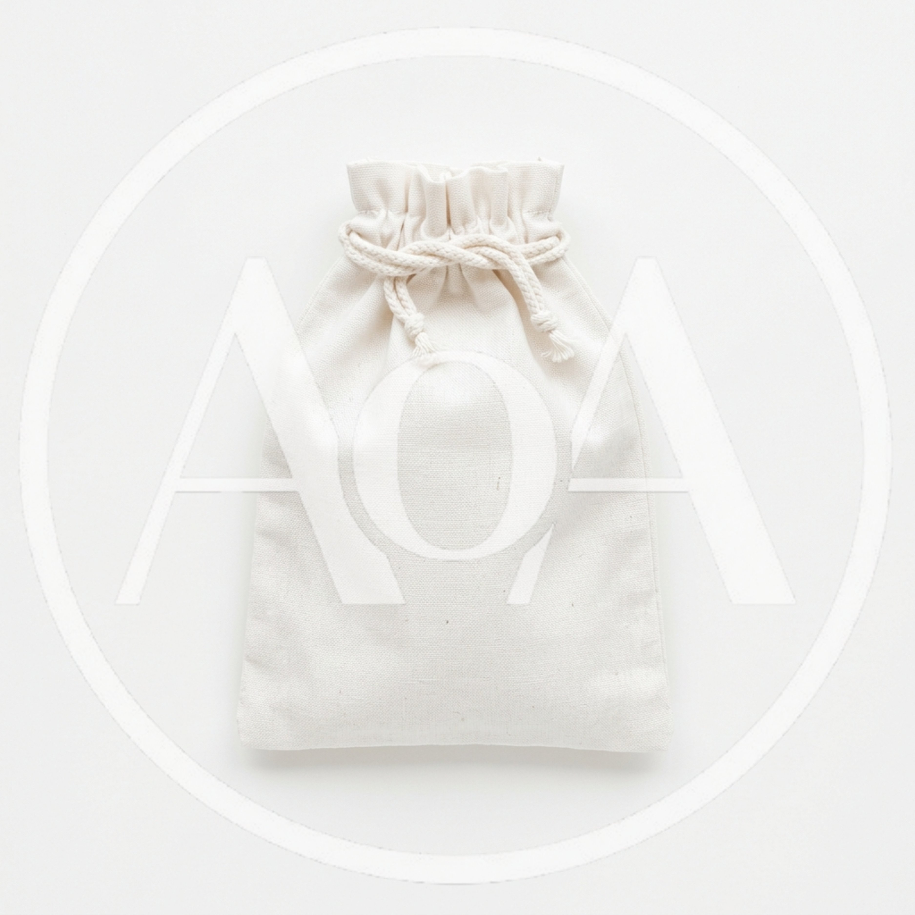 Empty Cotton Drawstring Pouch On White Background