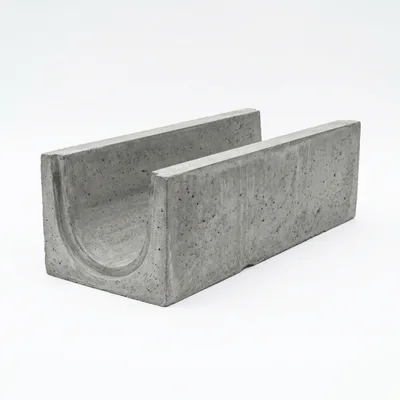 Concrete Drainage Channel Segment on White Background