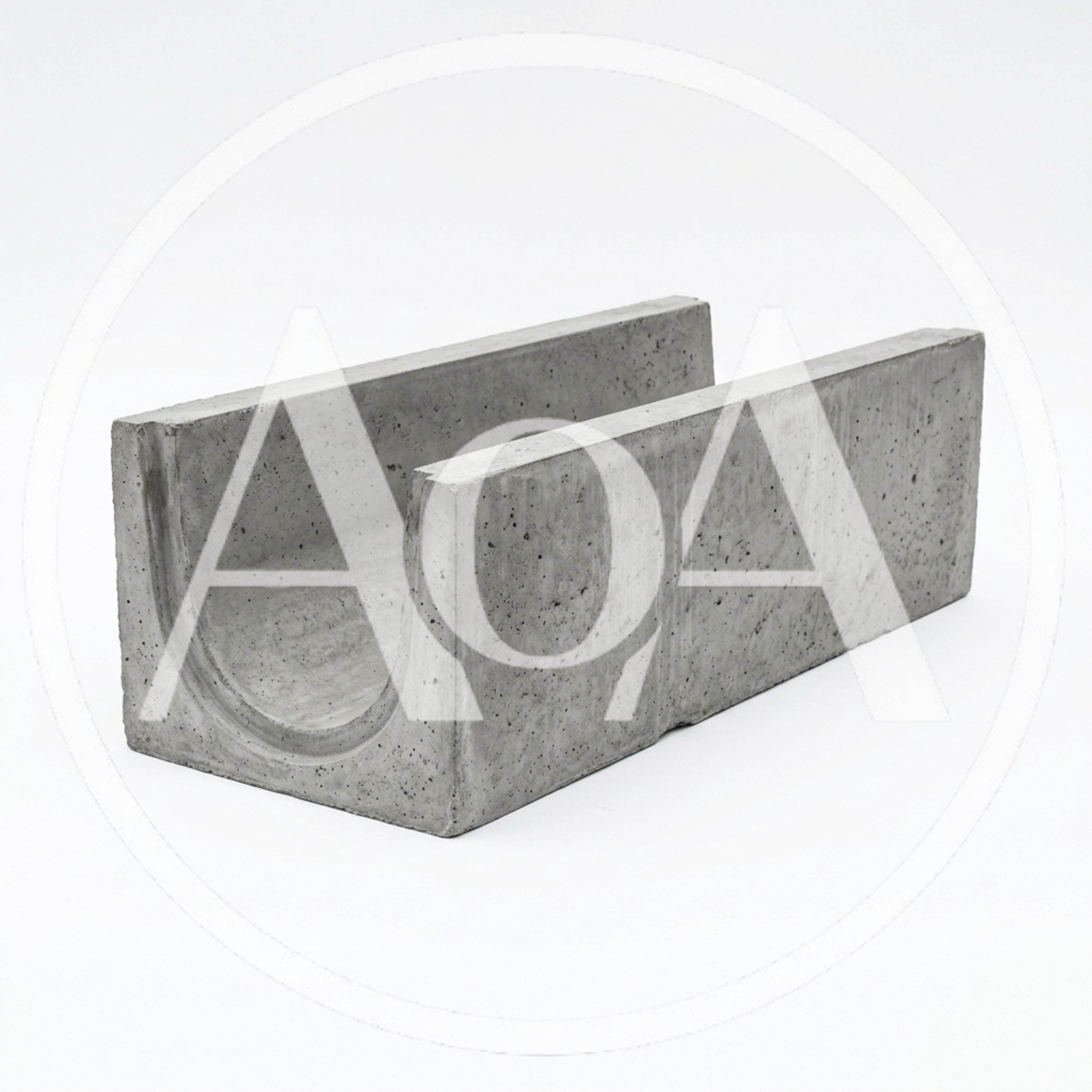 Concrete Drainage Channel Segment on White Background