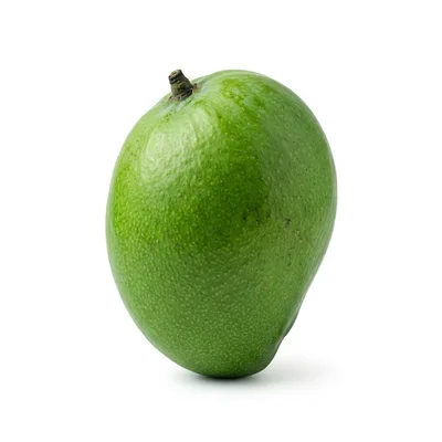 Single Fresh Green Mango Fruit Isolated On White Background