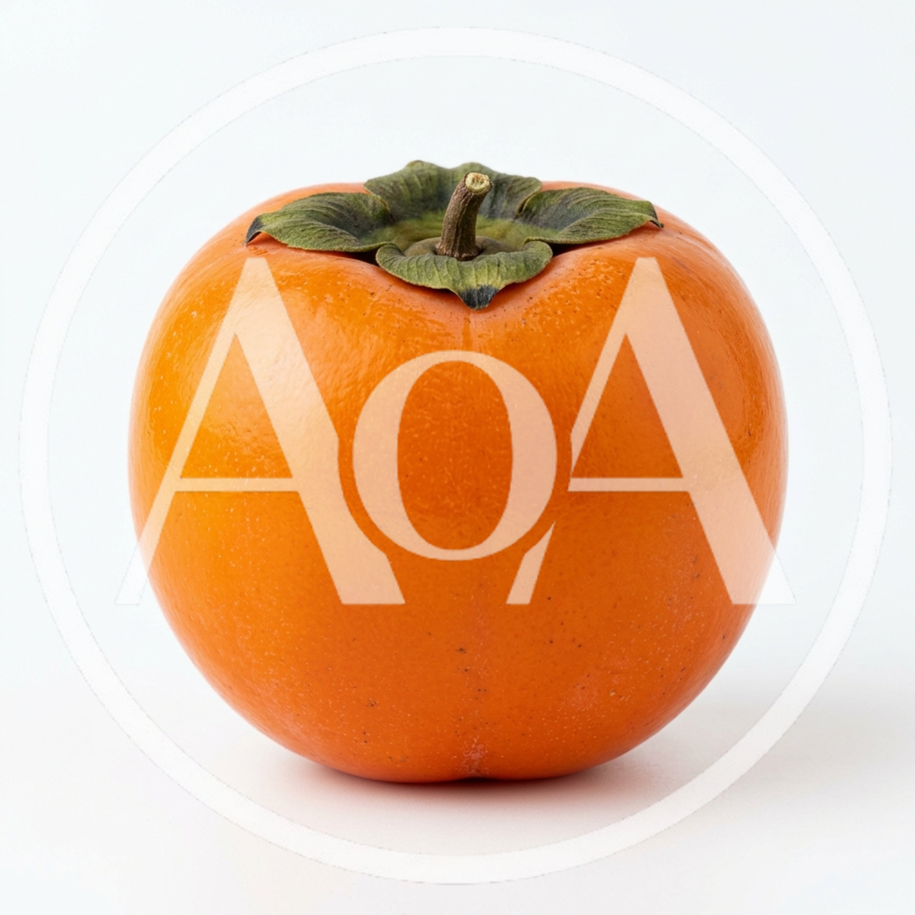 Single Ripe Orange Persimmon Fruit Isolated On White
