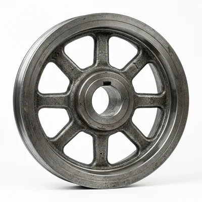 Industrial Cast Iron Pulley Wheel Isolated On White