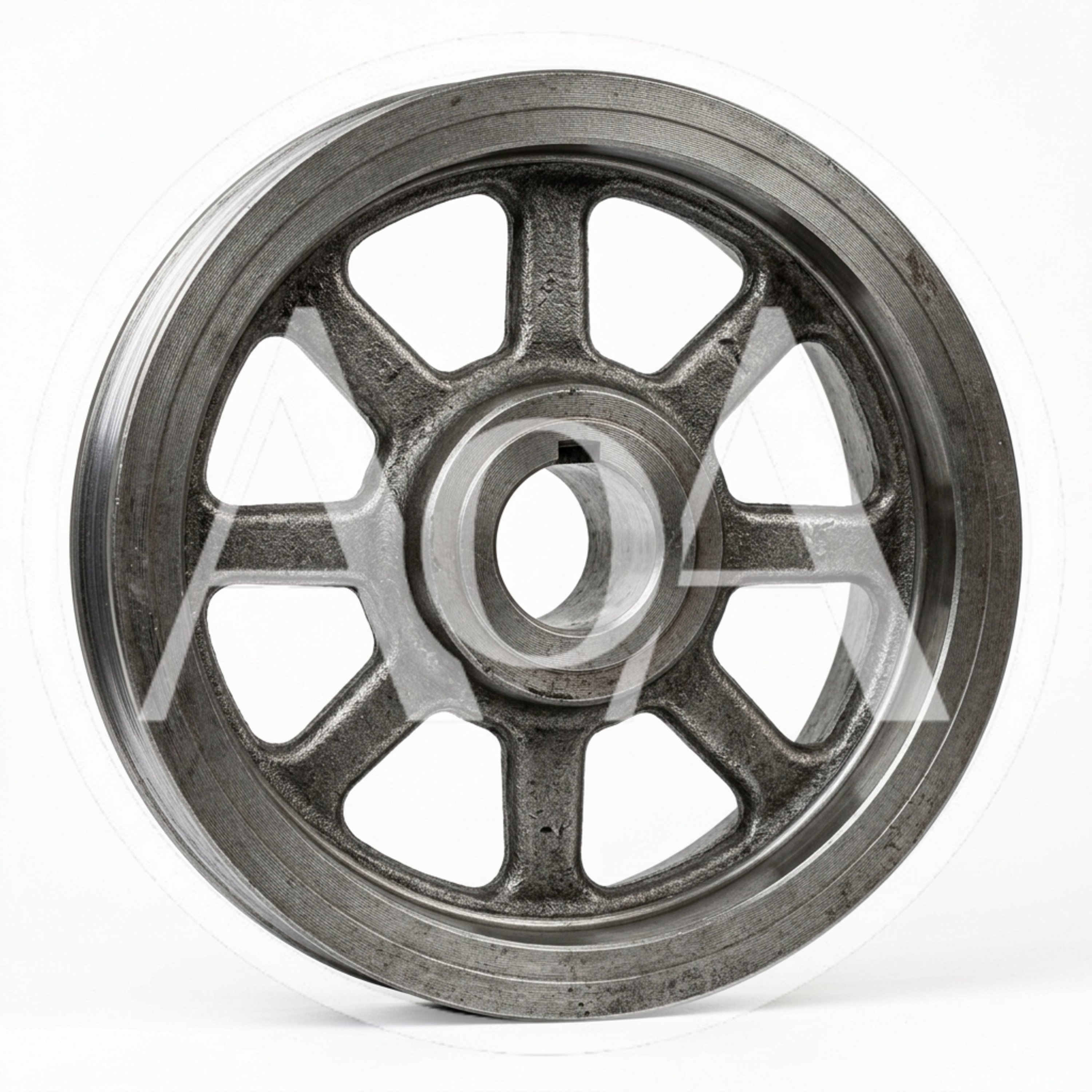 Industrial Cast Iron Pulley Wheel Isolated On White