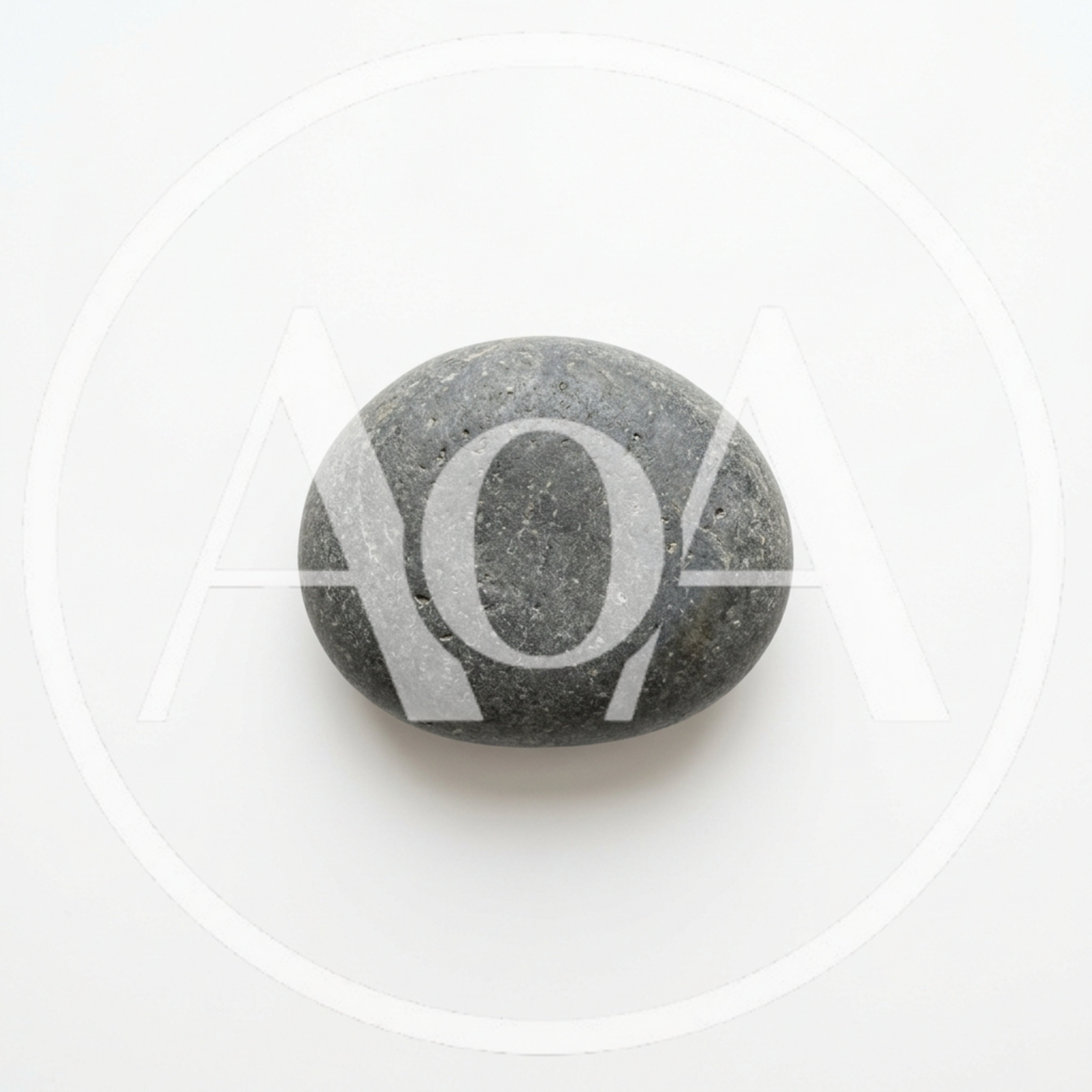 Single Smooth Grey River Stone On White Background