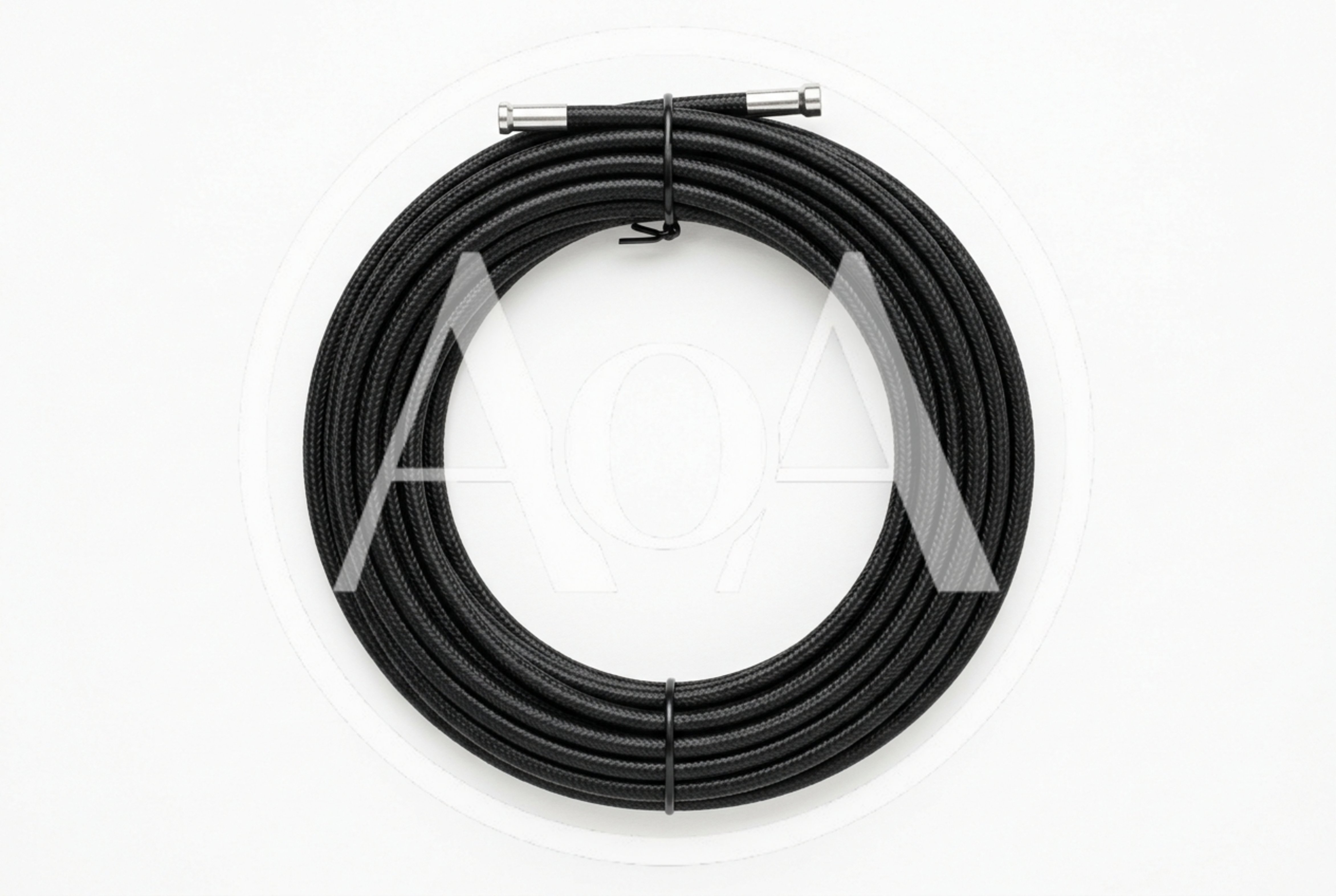 Coiled Black Braided Cable With Metal Connectors