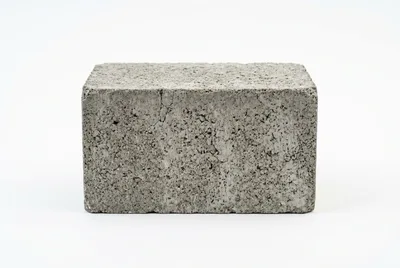 Single Gray Concrete Block On White Background