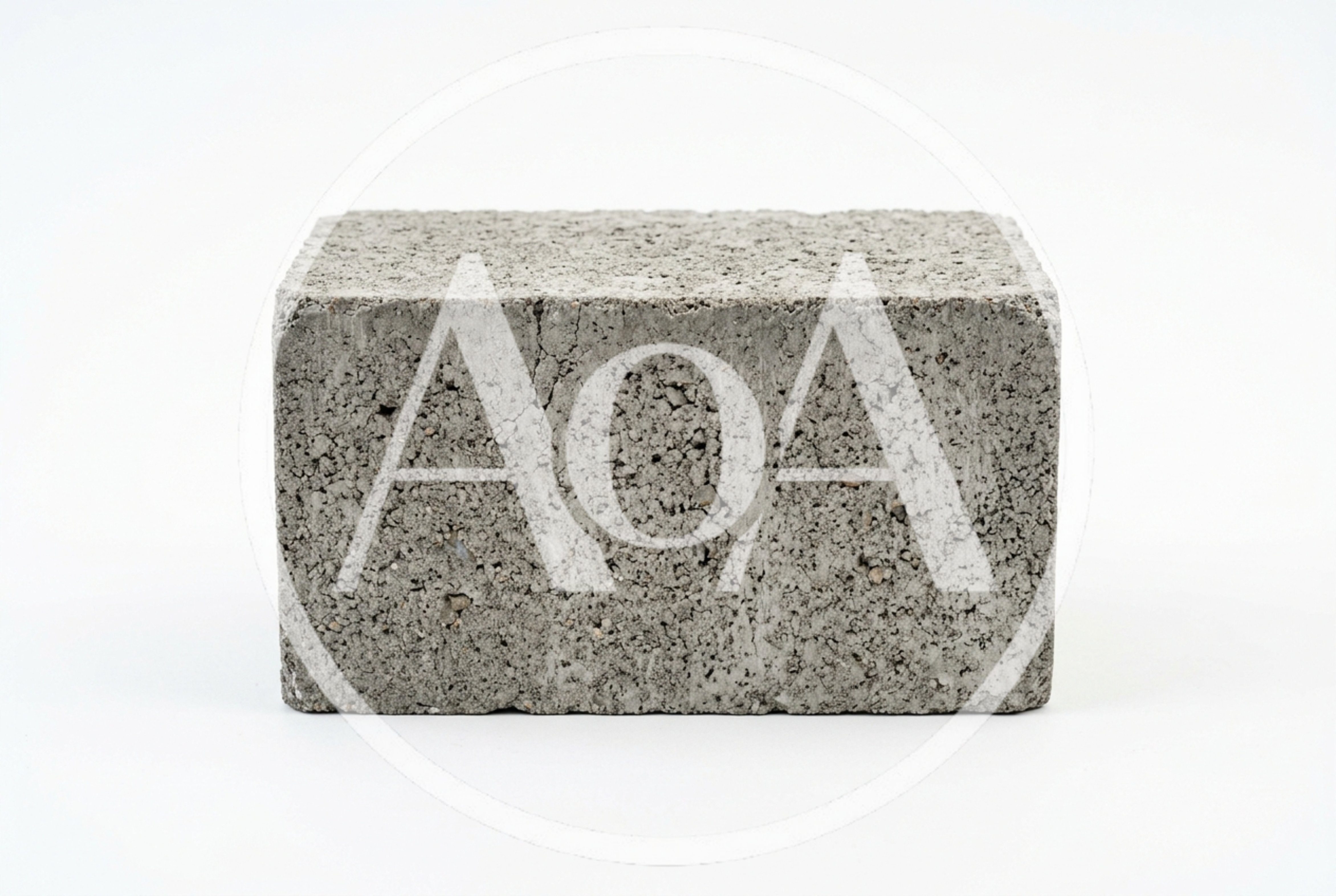 Single Gray Concrete Block On White Background