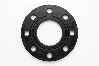 Black Industrial Pipe Flange Gasket Isolated On White