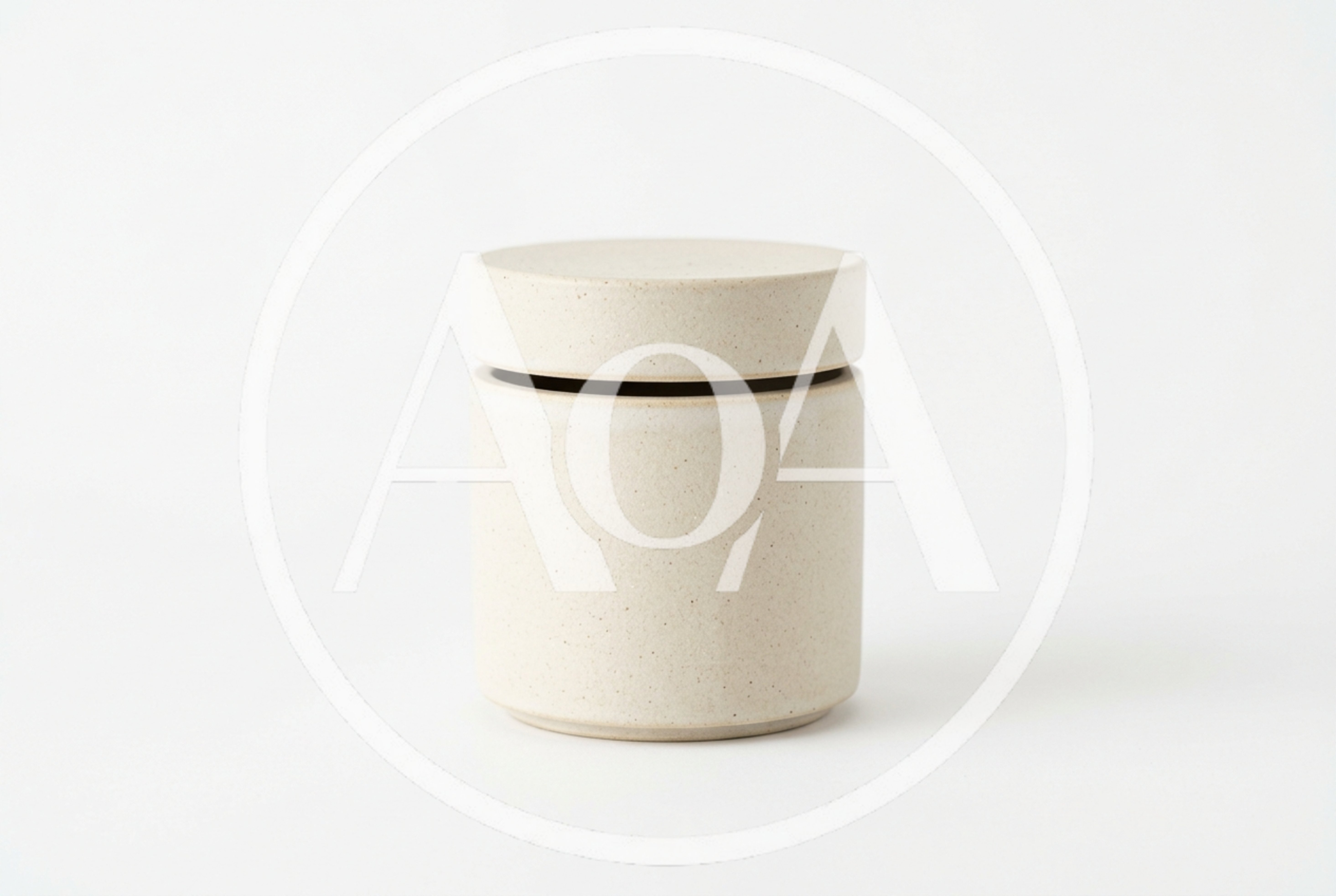 Minimalist Ceramic Storage Jar On White Background