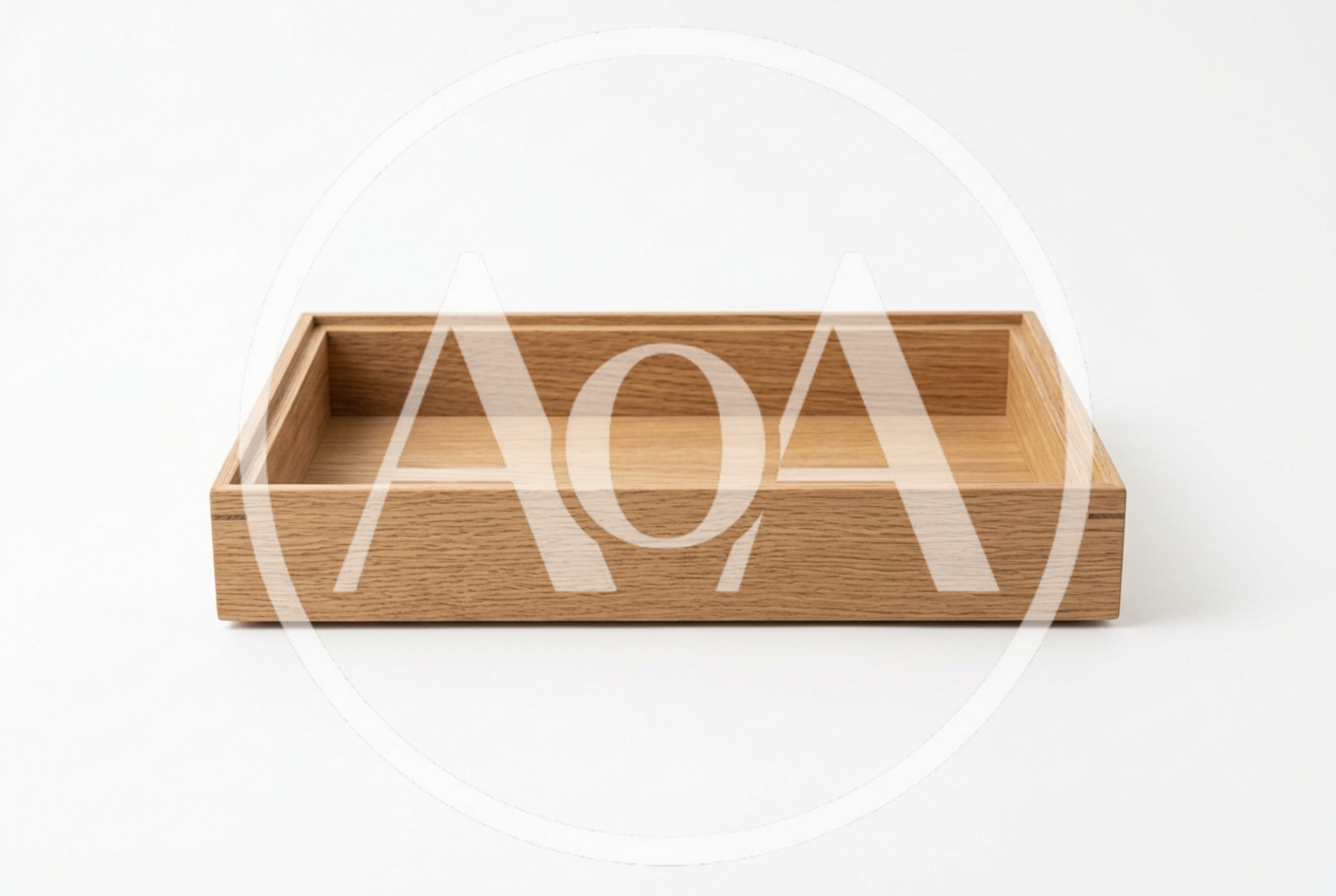 Empty Rectangular Wooden Tray On White Background