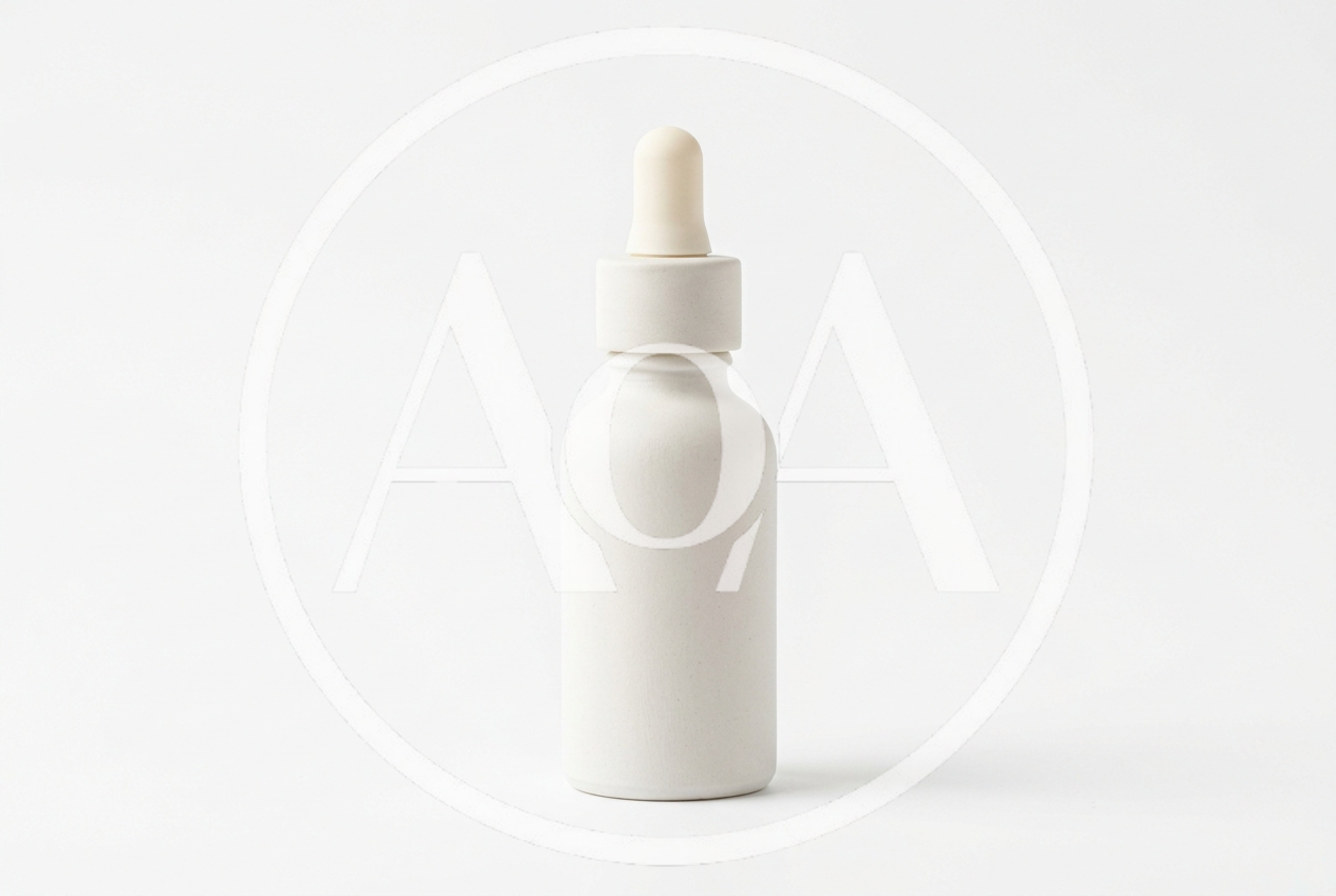 Minimalist White Dropper Bottle On White Background