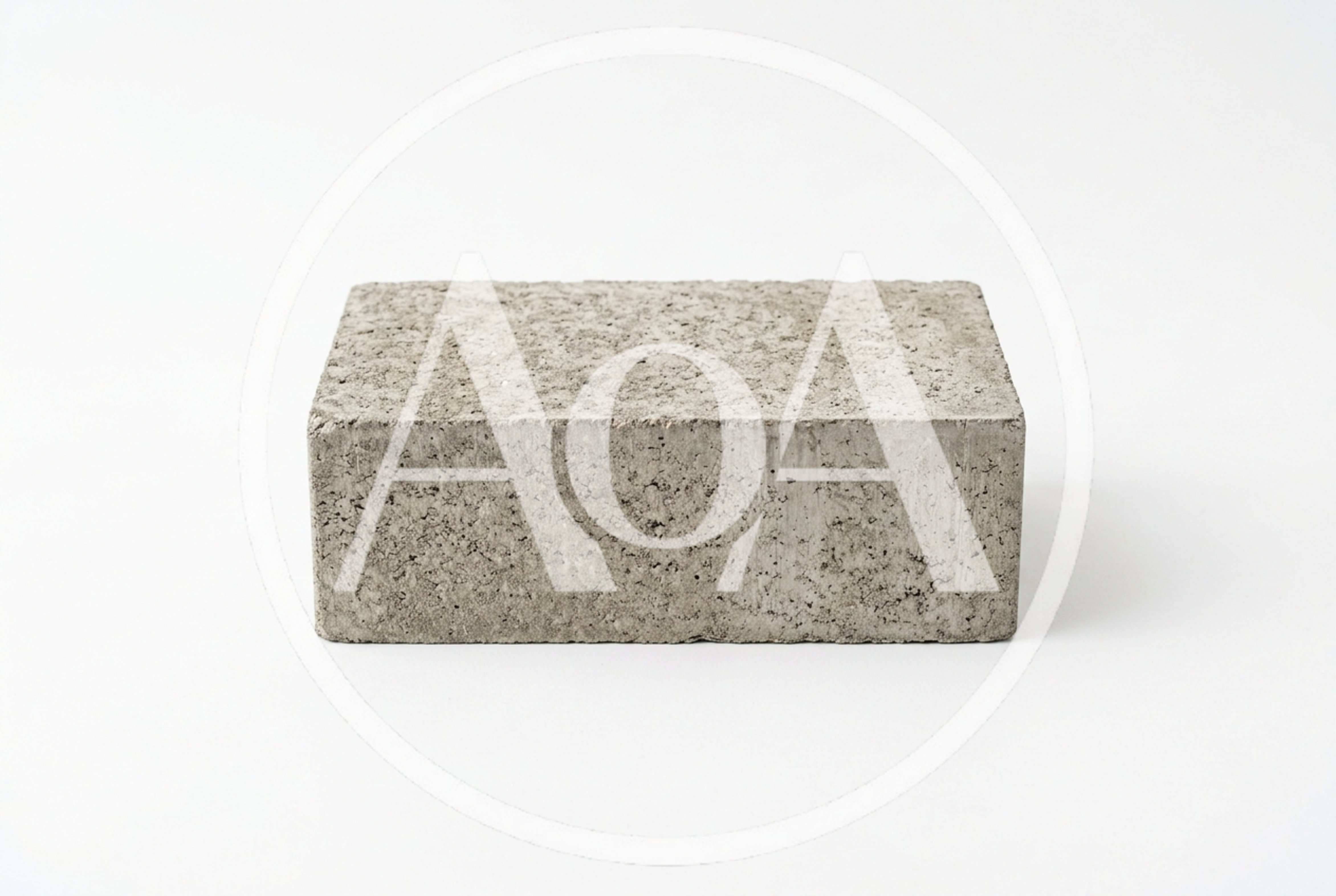 Single Rectangular Concrete Block On White Background