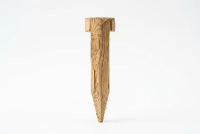 Single Wooden Stake Isolated On White Background