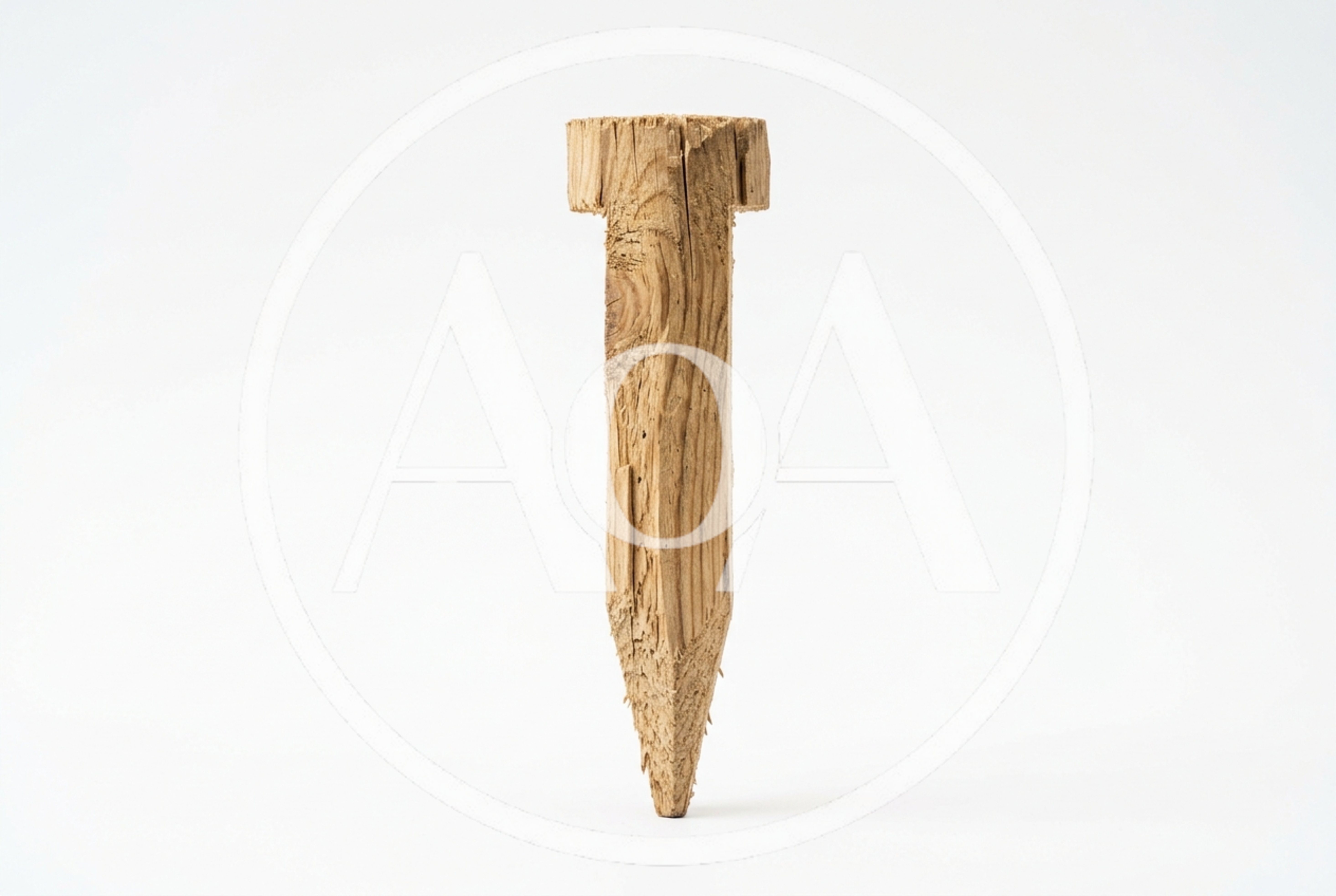 Single Wooden Stake Isolated On White Background